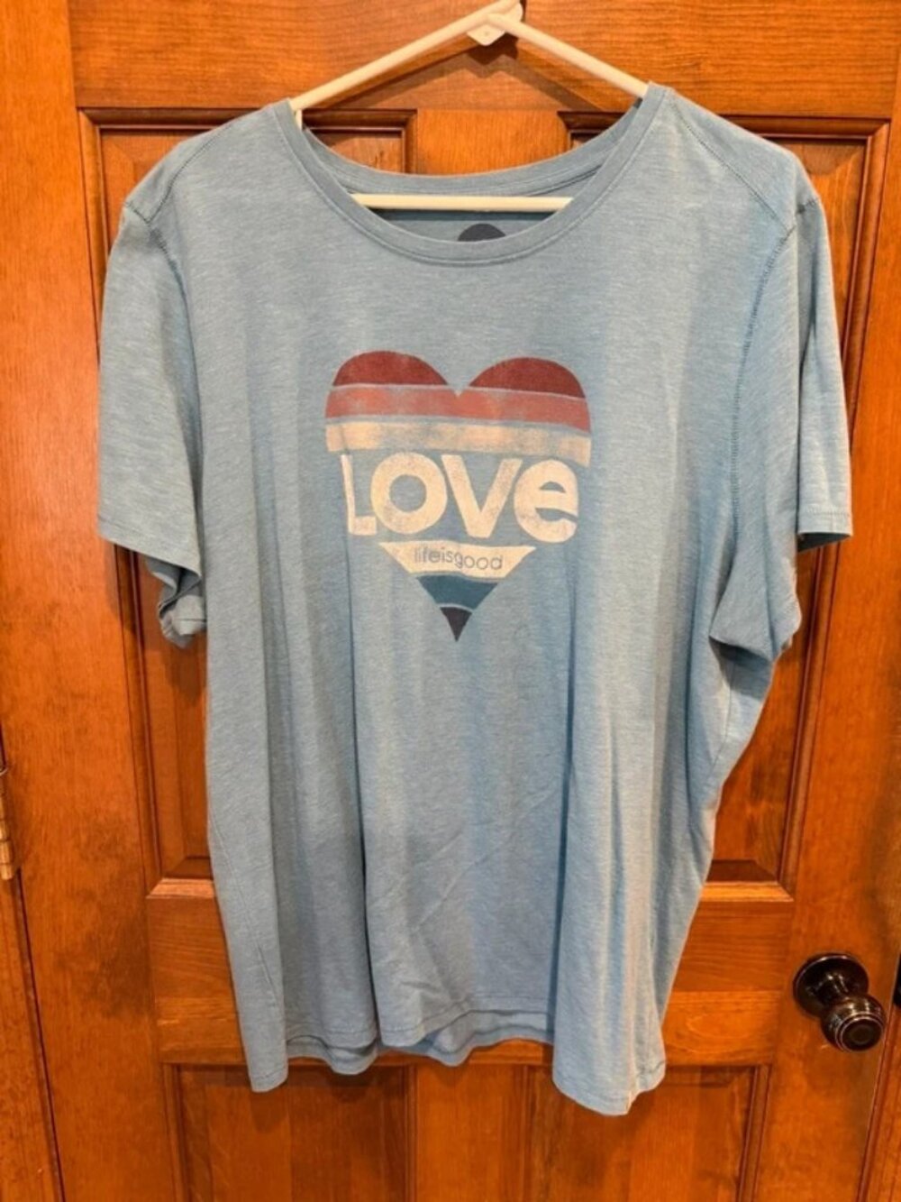 Life Is Good Unisex Love T-Shirt Unisex Blue Size XXL